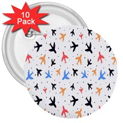 Sky birds - Airplanes 3  Buttons (10 pack) 