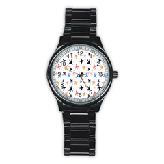 Sky birds - Airplanes Stainless Steel Round Watch