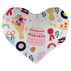 Its Time To Celebrate Large 19  Premium Heart Shape Cushions