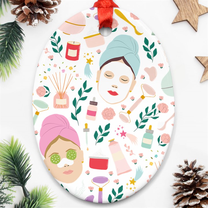 Skincare Night Oval Ornament (Two Sides)