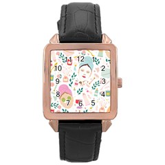 Skincare Night Rose Gold Leather Watch  by ConteMonfrey