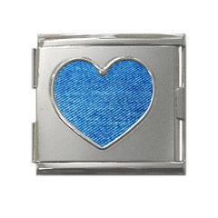 Blue Denim  Mega Link Heart Italian Charm (18mm)