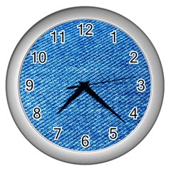 Blue Denim  Wall Clock (silver) by ConteMonfrey