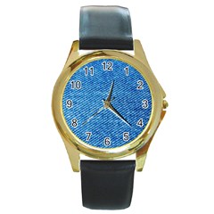 Blue Denim  Round Gold Metal Watch by ConteMonfrey