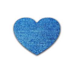 Blue Denim  Rubber Coaster (heart) by ConteMonfrey