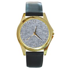 Gray Vintage Denim Like Round Gold Metal Watch by ConteMonfrey