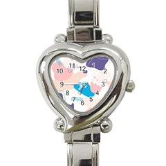 Hand-drawn-abstract-organic-shapes-background Heart Italian Charm Watch by Wegoenart