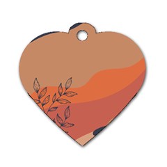 Orange Pattern Dog Tag Heart (two Sides) by designsbymallika