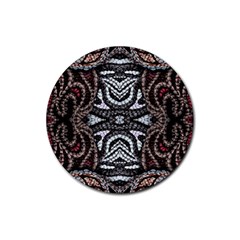 Autumn Patterns Rubber Coaster (round) by kaleidomarblingart