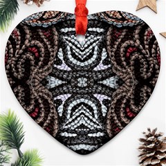 Autumn Patterns Heart Ornament (two Sides) by kaleidomarblingart