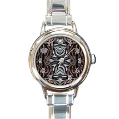 Autumn Patterns Round Italian Charm Watch by kaleidomarblingart