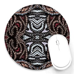 Autumn Patterns Round Mousepad by kaleidomarblingart