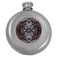 Autumn Patterns Round Hip Flask (5 Oz) by kaleidomarblingart