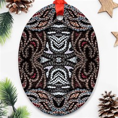 Autumn Patterns Oval Ornament (two Sides) by kaleidomarblingart