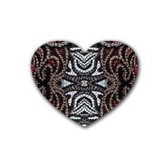 Autumn Patterns Rubber Coaster (heart) by kaleidomarblingart