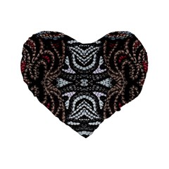 Autumn Patterns Standard 16  Premium Flano Heart Shape Cushions by kaleidomarblingart