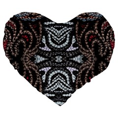 Autumn Patterns Large 19  Premium Flano Heart Shape Cushions by kaleidomarblingart