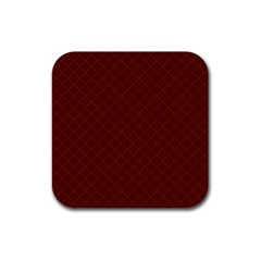 Diagonal Dark Red Small Plaids Geometric  Rubber Coaster (square) by ConteMonfrey