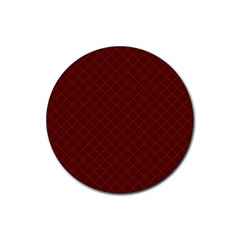 Diagonal Dark Red Small Plaids Geometric  Rubber Round Coaster (4 Pack) by ConteMonfrey