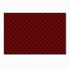 Diagonal Dark Red Small Plaids Geometric  Postcards 5  X 7  (pkg Of 10)