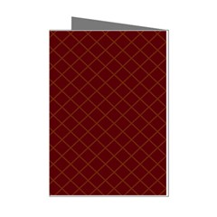 Diagonal Dark Red Small Plaids Geometric  Mini Greeting Cards (pkg Of 8)