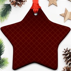 Diagonal Dark Red Small Plaids Geometric  Star Ornament (two Sides) by ConteMonfrey