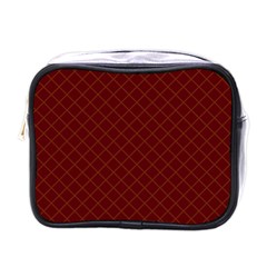 Diagonal Dark Red Small Plaids Geometric  Mini Toiletries Bag (one Side) by ConteMonfrey