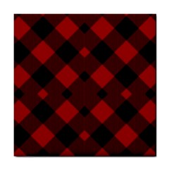 Red Diagonal Plaid Big Tile Coaster by ConteMonfrey