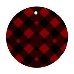 Red Diagonal Plaid Big Ornament (round) by ConteMonfrey