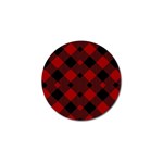 Red Diagonal Plaid Big Golf Ball Marker Front