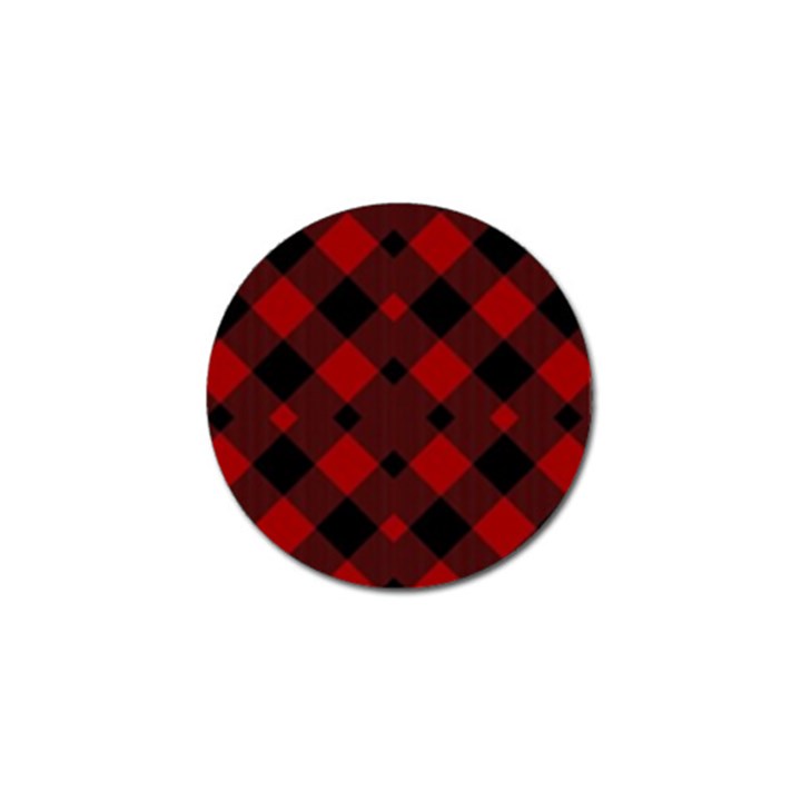 Red Diagonal Plaid Big Golf Ball Marker