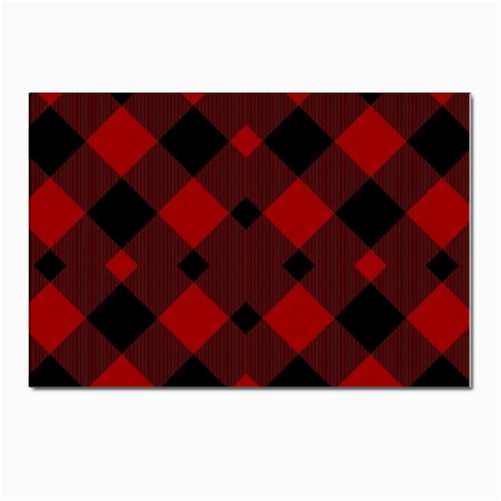 Red Diagonal Plaid Big Postcard 4 x 6  (Pkg of 10)