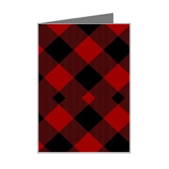 Red Diagonal Plaid Big Mini Greeting Card