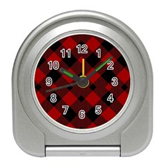 Red Diagonal Plaid Big Travel Alarm Clock by ConteMonfrey