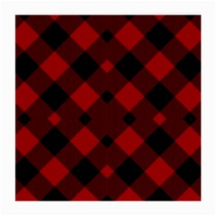 Red Diagonal Plaid Big Medium Glasses Cloth (2 Sides) by ConteMonfrey