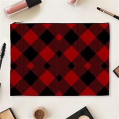 Red Diagonal Plaid Big Cosmetic Bag (xl) by ConteMonfrey