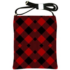 Red Diagonal Plaid Big Shoulder Sling Bag by ConteMonfrey