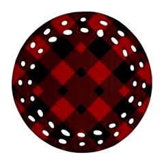 Red Diagonal Plaid Big Ornament (round Filigree) by ConteMonfrey