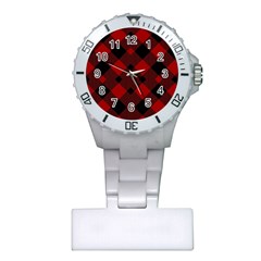 Red Diagonal Plaid Big Plastic Nurses Watch by ConteMonfrey