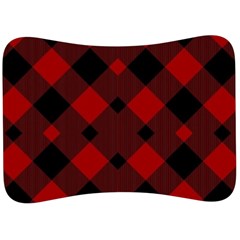 Red Diagonal Plaid Big Velour Seat Head Rest Cushion by ConteMonfrey