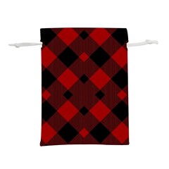 Red Diagonal Plaid Big Lightweight Drawstring Pouch (s) by ConteMonfrey