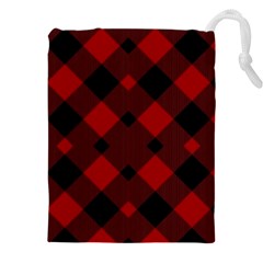 Red Diagonal Plaid Big Drawstring Pouch (5xl) by ConteMonfrey