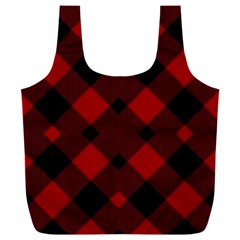 Red Diagonal Plaid Big Full Print Recycle Bag (xxl) by ConteMonfrey