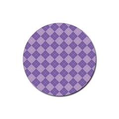 Diagonal Comfort Purple Plaids Rubber Coaster (round) by ConteMonfrey