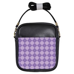 Diagonal Comfort Purple Plaids Girls Sling Bag by ConteMonfrey