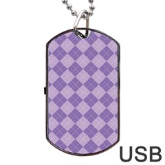 Diagonal Comfort Purple Plaids Dog Tag Usb Flash (one Side) by ConteMonfrey