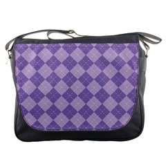 Diagonal Comfort Purple Plaids Messenger Bag by ConteMonfrey