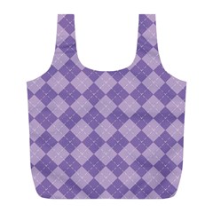 Diagonal Comfort Purple Plaids Full Print Recycle Bag (l)