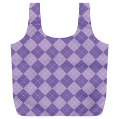 Diagonal Comfort Purple Plaids Full Print Recycle Bag (xxl) by ConteMonfrey