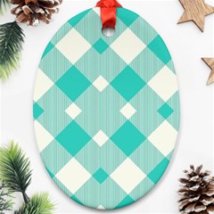 Diagonal Blue Torquoise Ornament (oval) by ConteMonfrey